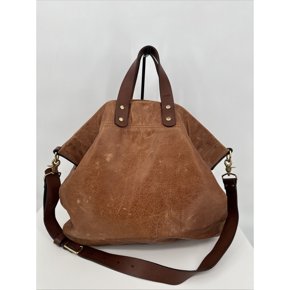 Grey 56 Leather Oversized Hobo Crossbody Bag Brown Solid Brass Hardware
